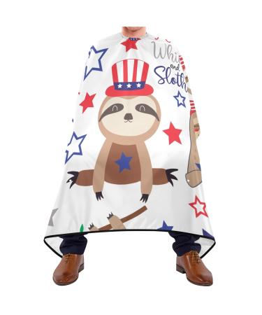 Waterproof Barber Cape -Patriotic Sloth Bears Elements Cheetah Haircut Bib for Men Unisex Hair Cutting Cape(8rp1a)