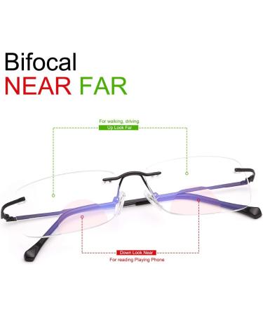Rimless Clear Bifocal Reading Glasses - Blue Light Blocking Lightweight Unisex Eyewear | Reduce Eyestrain with 1.5X Magnification - Buy Online on GoSupps.com