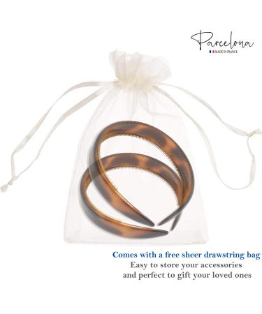 Parcelona French Bold Celluloid Hair Headbands Set - Wide Grip, Flexible Hold, Durable Styling Accessories for Women - Made in France (Tortoise Shell Brown) - Buy Online on GoSupps.com