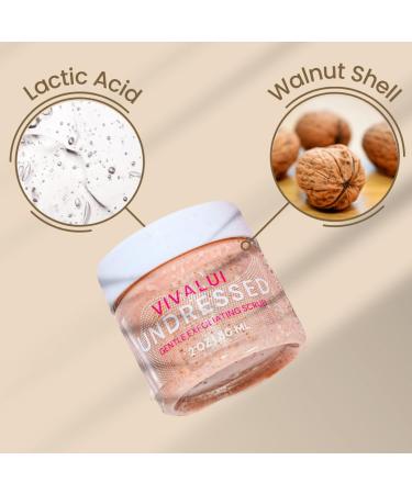 Vivalui Undressed Exfoliating Facial Scrub with Lactic Acid - Gentle Daily Exfoliator for Clear Smooth Skin | 2oz & 8oz - Buy Online on GoSupps.com
