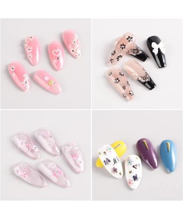 30 Colorful Flower Nail Art Stickers - Self Adhesive Decals for DIY Manicure Decorations - Floral Bow Tie, Daisy, Heart Designs - Nail Art Supplies for Women and Girls - Buy Online on GoSupps.com