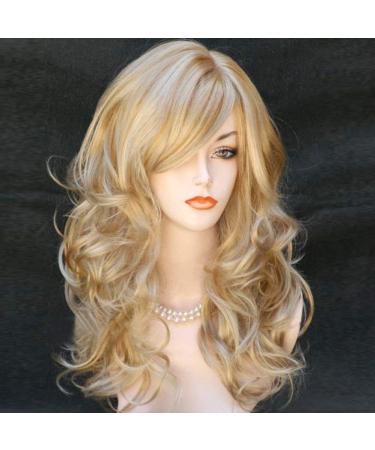 ColorfulPanda Blond Wig Long Curly Wavy Blonde Wigs for Women Ladies Cosplay Party Halloween Costume Heat Resistant Synthetic Wig - Buy Online on GoSupps.com