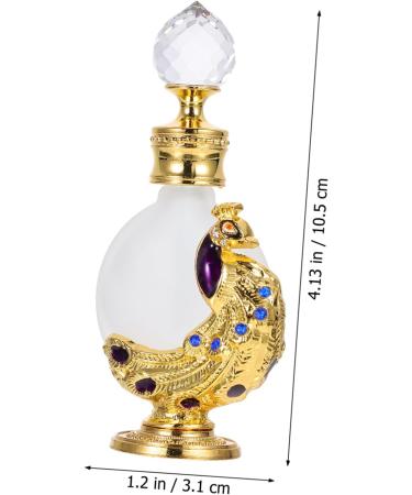 PLAFOPE 1pc Peacock Essential Oil Bottle Perfume Bottle Liquid Holder Liquid Dispenser Perfume Dropper Bottle Liquid Bottle Glass Empty Holder 3.1x10.5cm Golden - Buy Online on GoSupps.com