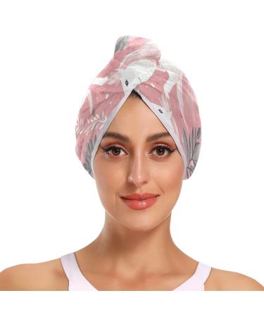 White Horse Pink Hair Towel 2 Pack Super Absorbent Hair Drying Towel Quick Dry Hair Turbans Head Towel with Button Twisty Wrap for Women Girls