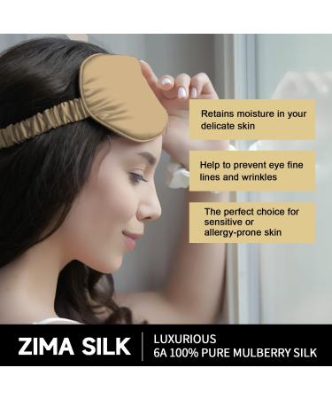 Zimasilk 100% Pure Mulberry Silk Sleeping Mask - 22 Momme Luxuriously Soft & Comfortable Gold Color - Buy Online on GoSupps.com