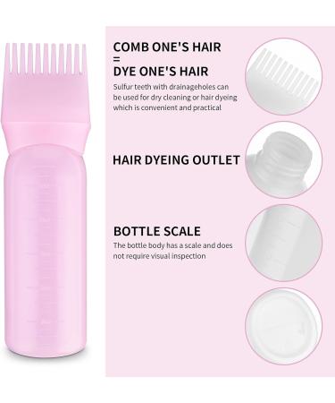 COMNICO 6oz Root Comb Applicator Bottle - Portable Hair Dye Brush Cap - Pink - Buy Online on GoSupps.com