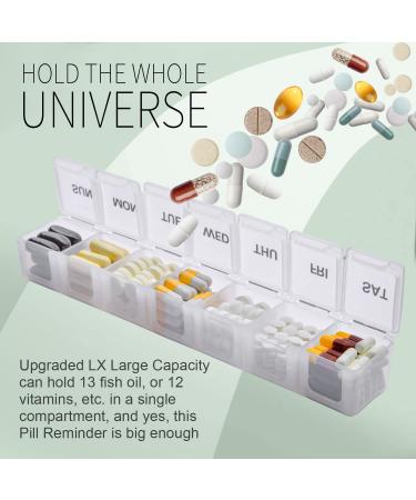 Argojolo Weekly Pill Organizer - 7 Day BPA-Free Medication Planner (2 Pack Black/White) - Travel-Friendly Pill Box for Tablets, Supplements, Vitamins - Buy Online on GoSupps.com
