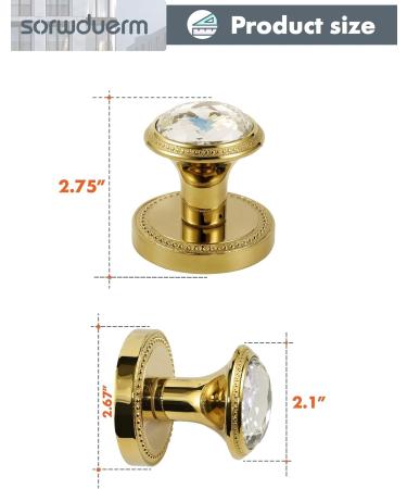 SORWDUERM Crystal Door Knobs - 2 Pack Dummy Interior Glass Knobs in Gold/Polished Brass for Elegant Home Decor - Buy Online on GoSupps.com