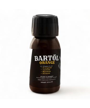 Beard oil 60 ml beard care with jojoba oil almond oil and olive oil (orange)