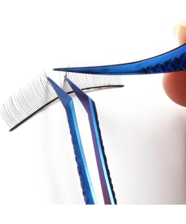 FEITA Diamond Grip Eyelash Extensions Tweezer 2Pcs - Japanese Steel Dolphin-shaped Precision Tweezers for False Lashes Application - Blue - Buy Online on GoSupps.com