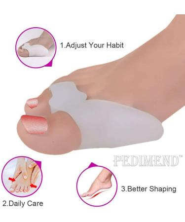 Pedimend Silicone Gel Big Toe Straightener Bunion Pain Relief Protector (4PAIR) - Gel Toe Separators - Absorbs Pressure & Eases Pain on Sore Bunion - Unisex - Foot Care - Buy Online on GoSupps.com