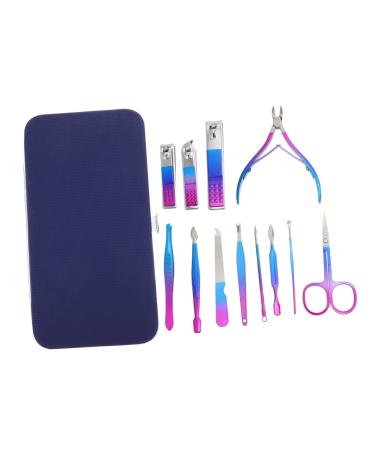 Housoutil 1 Set Nail Set Flat Wisking Tool Nursing Nails Kits Manicure Kit Pedicure Kit Dead Skin Pliers Manicure Polishing Tools Fingernail Pu Leather Olecranon Stainless Steel