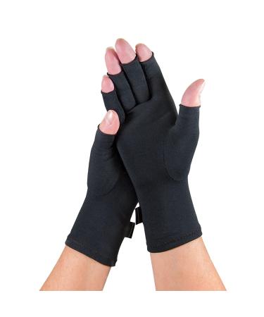 IMAK Compression Arthritis Gloves, Medium  Premium Arthritic Joint Relief Hand Gloves for Rheumatoid & Osteoarthritis  Provides Compression  Commended for Ease of Use by Arthritis Foundation Medium (1 Pair) Black