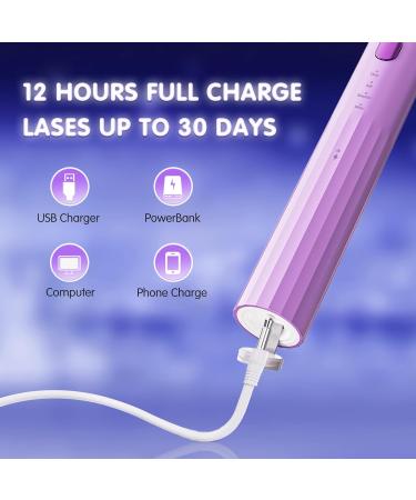 SARMOCARE Sonic Electric Toothbrush with 6 Replacement Heads and Premium Travel Case | 4 Modes, Rechargeable Power - Purple M300 - Buy Online on GoSupps.com