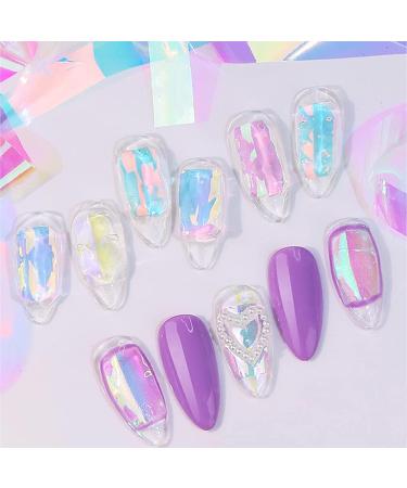 CHANGAR 5 Colors Gradient Aurora Glass Paper Nail Sticker Reflective Mirror Design Broken Glass Stripe Line Paper Nail Decals 3D Broken Glass Pieces Mirror Foils DIY Nail Art Decoration (5 Boxes) - Buy Online on GoSupps.com