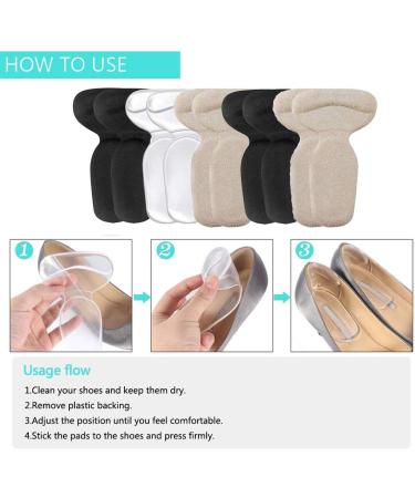 10 Pcs Heel Cushion Inserts & Grips for Women's High Heel Shoes - Blister Prevention & Foot Protection - Anti Slip Shoe Pads (Beige+Black+Transparent) - Buy Online on GoSupps.com