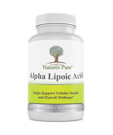 Simply Nature's Pure Alpha Lipoic Acid 600mg 120 Veggie Capsules RLA R-LA R-Lipoic S-Lipoic, ALA, Non-GMO Thioctic Acid 4 Month Supply 120 Count (Pack of 1)