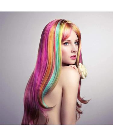 Vebetter Coloured Hair Extensions Clips 24 Pieces Colourful Hair Extensions Clip Rainbow Colour Straight Synthetic Hairpiece Party Highlights Colourful Clip in Hair Extensions for Women Girls  - Buy Online on GoSupps.com