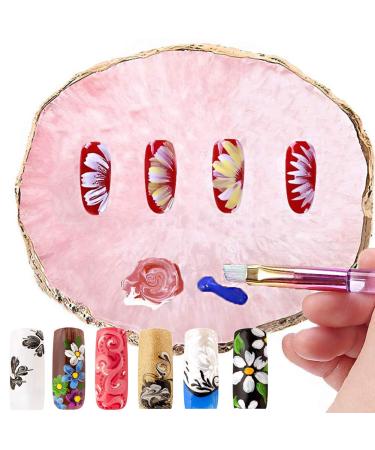 Harz Nail Art Palette - 2-Piece Gel Polish Holder & Color Mixing Plate with Gold Rim for DIY Nail Designs - Buy Online on GoSupps.com