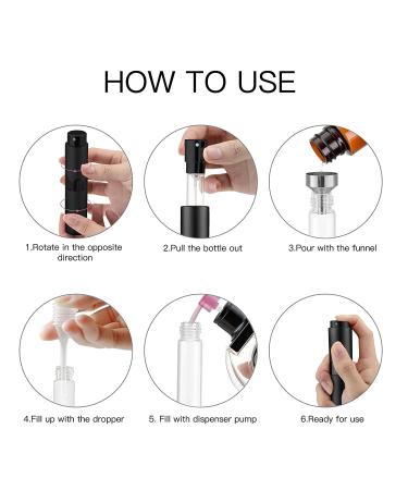 Owlyee 8ML Perfume Atomizer Travel Spray Bottle with 3 Glass Refills - Black | Mini Cologne Dispenser for Women and Men - Buy Online on GoSupps.com