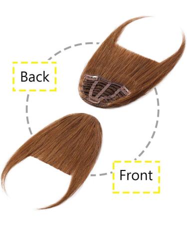 Silk-co Hair Bangs Clip in #06 Light Brown One Piece Hair Fringe Front Bangs Remy Human Hair Extensions with Temples - Buy Online on GoSupps.com