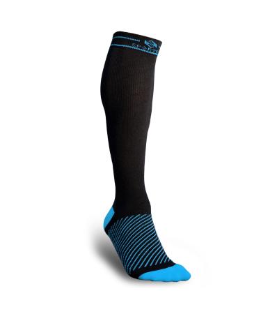 Sportecx Premium compression stockings women and men support stockings compression socks made of cotton for sports travel pregnancy black and blue S-M