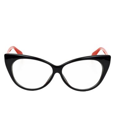 iB-iP Women Cateye Vintage Plastic Frame Retro Fashion Glasses With Clear Lens Red Transparent