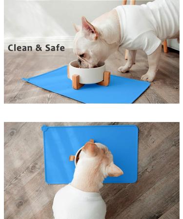 Toplory Waterproof Non-Slip Silicone Pet Bowl Pad - 53x37cm Blue Feeding Mat for Dogs & Cats | International Shipping - Buy Online on GoSupps.com