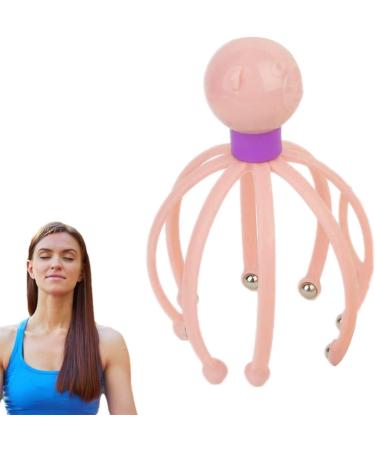 Wireless Stainless Steel Manual Head Massager | Octopus Claw Scalp Massage Device | Handheld Spa Tool for Deep Relaxation - Light Pink - Buy Online on GoSupps.com