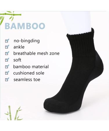 Bamboo Diabetic Socks 6 Pairs - Circulatory No-Binding Ankle Seamless - Athlemo Women&Men - Black (Size 13-15) - Buy Online on GoSupps.com