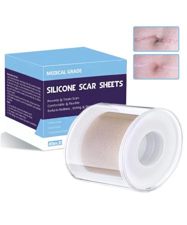 Medical Grade Scar Removal Silicone Tape(1.6x60''Roll)for Hypertrophic Scars Keloids Caused by Surgery Injury Burns C-Section Crease(Per 2/Roll) 1.6x60