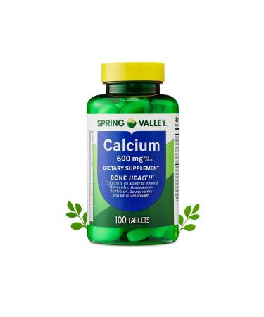 Spring Valley Calcium 600 mg Tablets 100 Count Bone Health Dietary Supplement Tablets