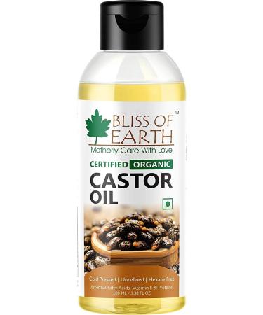 BLISS OF EARTH Bliss Of Earth Organic Cold-Pressed Hexane-Free Castor Oil for Hair Growth Yellow 100 ml (Castor Oil)