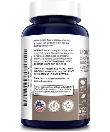 NusaPure Lions Mane Extract 20,000mg - Organic with Bioperine - 30% Polysaccharides - 120 Veggie Caps - Non-GMO & Gluten Free - Buy Online on GoSupps.com