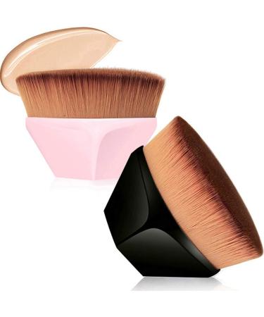 ytrew Makeup Foundation Brush 2 Pcs Petal-Shaped Multifunctional High Density Cosmetics Brush Flawless Powder Foundation Brush with Storage Case for Blending Liquid Concealer Isolation Fluid Cream
