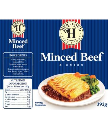 Hertford Fine Foods Minced Beef & Onion 392g (pack of 12) - Buy Online on GoSupps.com