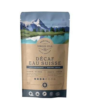 Virgin Hill Coffee - Organic Swiss Water Decaf - Smooth Intensity & Medium Roast - Three Quarters of a Pound of High-Grade Coffee Beans - 12oz / 340 grams Whole Bean 12oz. / 340 grams