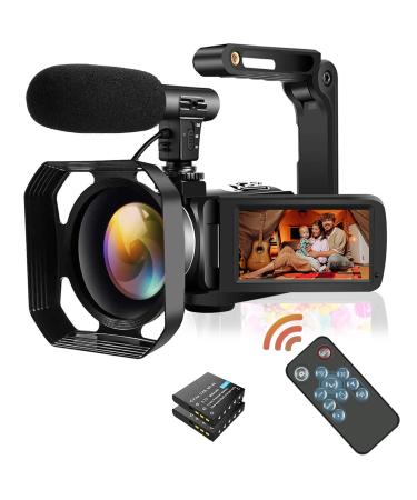 Video Camera Camcorder 4K Vlogging Camera for YouTube,Ultra HD 30FPS 30MP 16X Digital Zoom Camcorder Video Recorder 3.0 Inch Touch Screen with Microphone, 2 Batteries, Lens Hood, Handheld Stabilizer