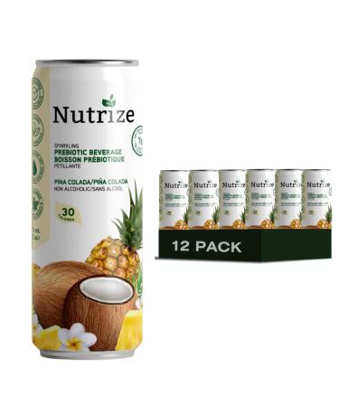 Nutrize Prebiotic Pina Colada Pack of 12: Vegan GMO-free High Fibre Plant-Based Gut Health & Digestion Support - Functional Beverage for a Healthier You