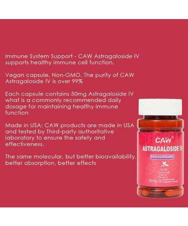 CAW Max Absorption Astragaloside IV 98% 50mg 30 Capsules | Immune Support | Anti-Aging Supplement | 50mg 30 Enteric-Coated Vegetarian Capsules 1 Bottle 30 Count (Pack of 1) - Buy Online on GoSupps.com