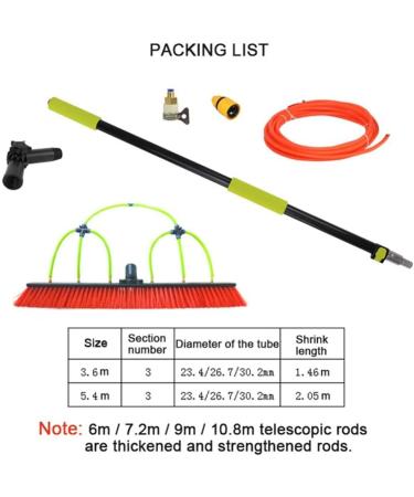 Window Cleaning Pole Water/Hose Fed Pole Window Cleaning Brush Equipment Extendable Cleaner Pole for Large Vehicles Trucks Roof/5.4M/18Ft 35cm Brush Head 9M/30FT - Buy Online on GoSupps.com