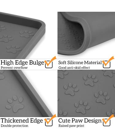 Ptlom Pet Placemat | Prevent Food & Water Overflow | 18 x 12 Grey | Suitable for Small, Medium, Big Dogs & Cats - Buy Online on GoSupps.com
