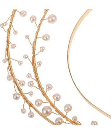 Goddess Crown Headpiece Headband Metal Pearl Hairband Golden Hair Band for Women Girls Mardi Gras Hair Accessories Lolita Carnival Cosplay Costume Party - Buy Online on GoSupps.com