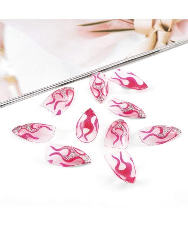 Sethexy Long Pink Fire Design Stiletto Glossy Acrylic Press-On Nails | 24pc Nail Tips for Women & Girls - Buy Online on GoSupps.com