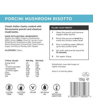 FIREPOT Porcini Mushroom Risotto - Vegan Dehydrated Expedition Food - Buy Online on GoSupps.com