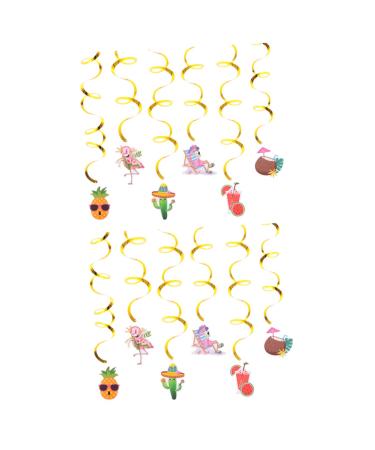 Alipis 2 Sets Flamingo Spiral Decorations Luau Party Supplies Banner Pull Flag Decorations Christmas Tree Decorations Hawaiian Balloons Hawaiian Decorations Paper Pendant Cake