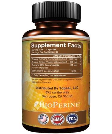 Topsel Turmeric & Ginger with Bioperine - 60 Capsules, All Natural, Gluten Free - Buy Online on GoSupps.com