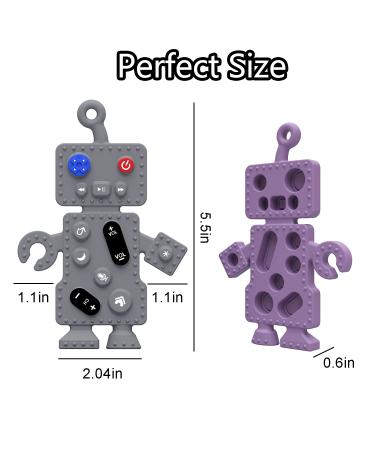 Robot Shape Silicone Teething Toys for Babies 3-12 Months | BPA Free Chew Toys Pack - Gray+Purple A Style - Buy Online on GoSupps.com