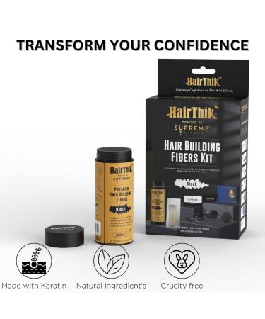 Hair Building Fibers 8-in-1 Kit | Keratin Fibers Tools & Accessories | Conceal & Thicken Thinning Hair for Men & Women | Black - Buy Online on GoSupps.com