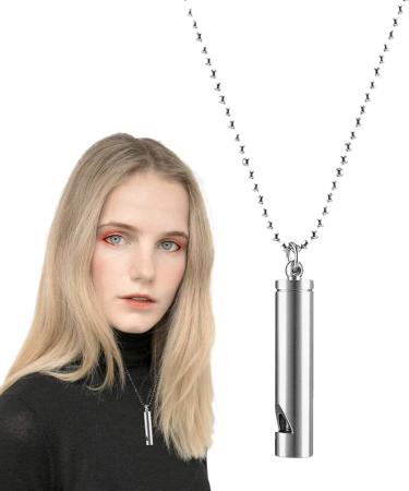 SHRIGM Quit Vaping Necklace - Stainless Steel Breathing Necklace for Stress Relaxing Stress Necklace Calm Stress for Breathing Exercise Meditation Sleep Aid Silver - Buy Online on GoSupps.com